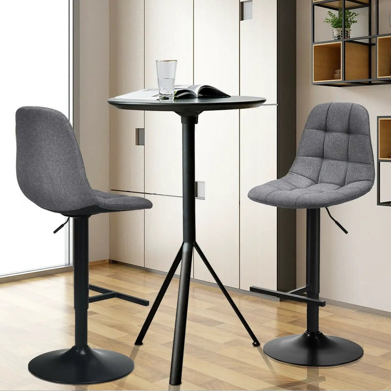 2 Pieces Adjustable Bar Stools Swivel Counter Height Linen Chairs-Brown by DirectDeals