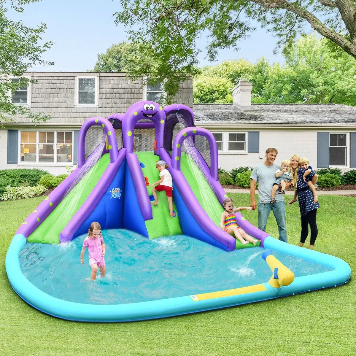 Inflatable Water Park Mighty Bounce House with Pool and 780W Blower by DirectDeals