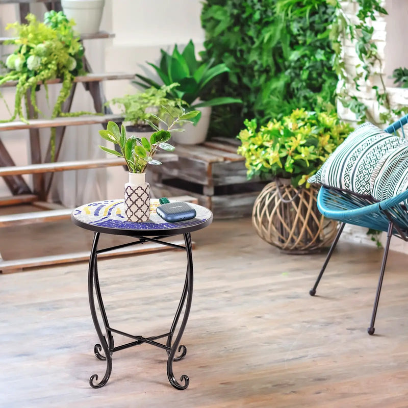 Outdoor Indoor Steel Accent Plant Stand Cobalt Table by DirectDeals