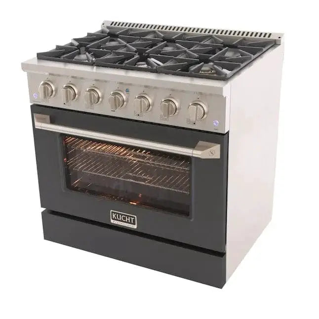 Kucht 36” Pro-Style Kitchen Dual Fuel Range - KDF362/LP-GR by Farmhouse Kitchen and Bath