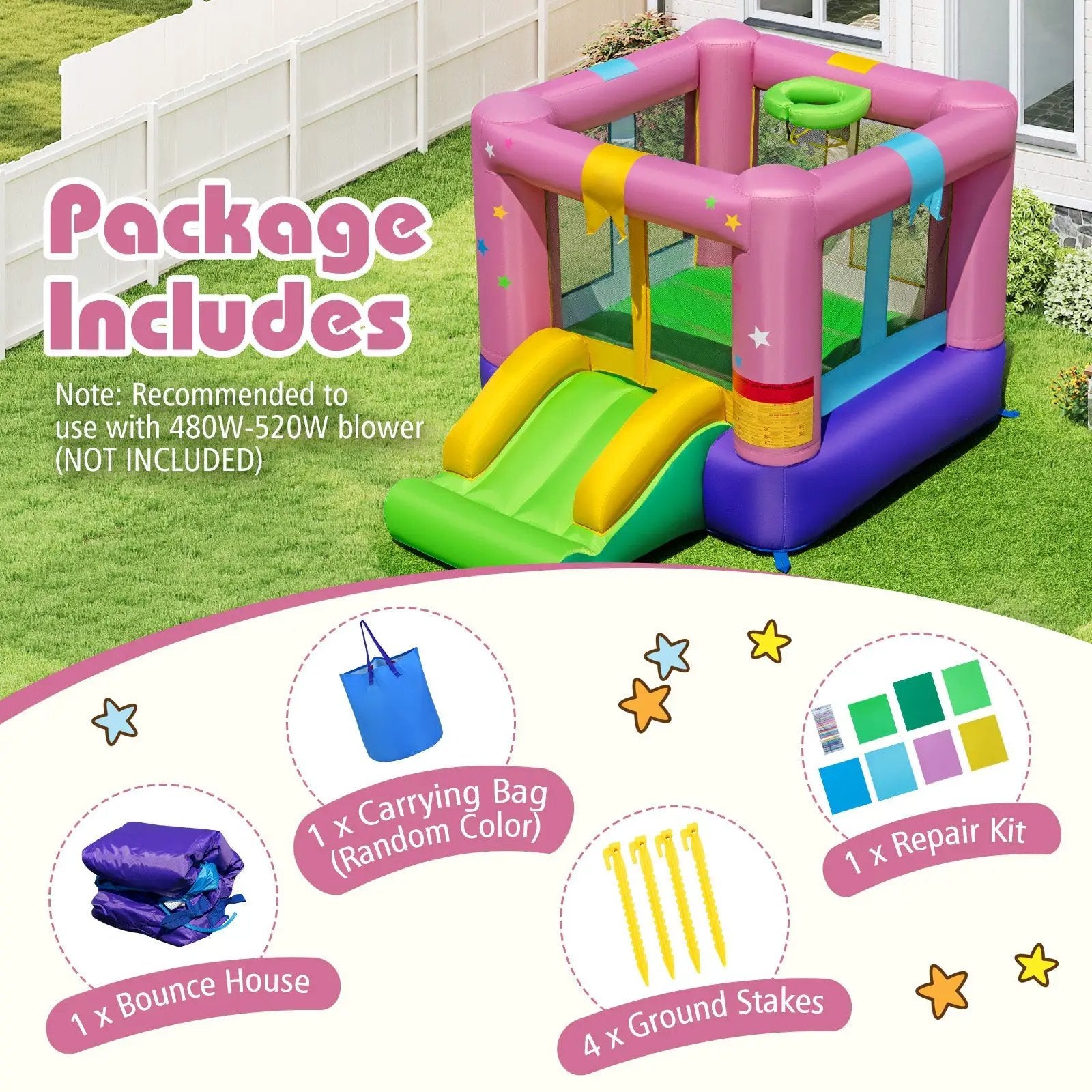 Inflatable Bounce House with Jumping Area for Indoor Outdoor Party by DirectDeals