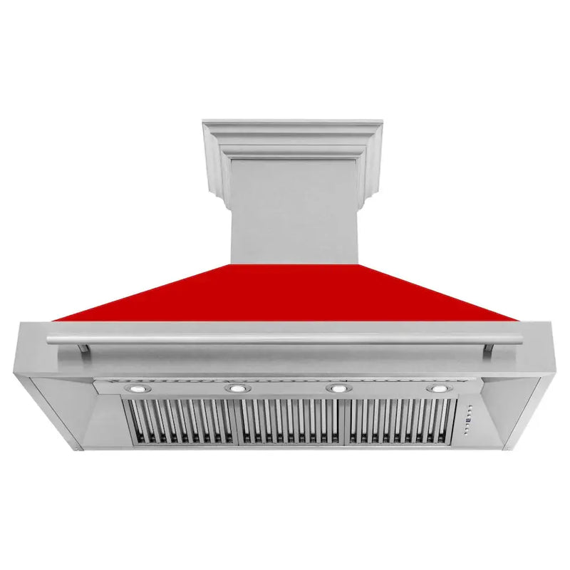 ZLINE 48" Autograph DuraSnow Red Stainless Wall Range Hood 8654SNX-RM-48 by Farmhouse Kitchen and Bath