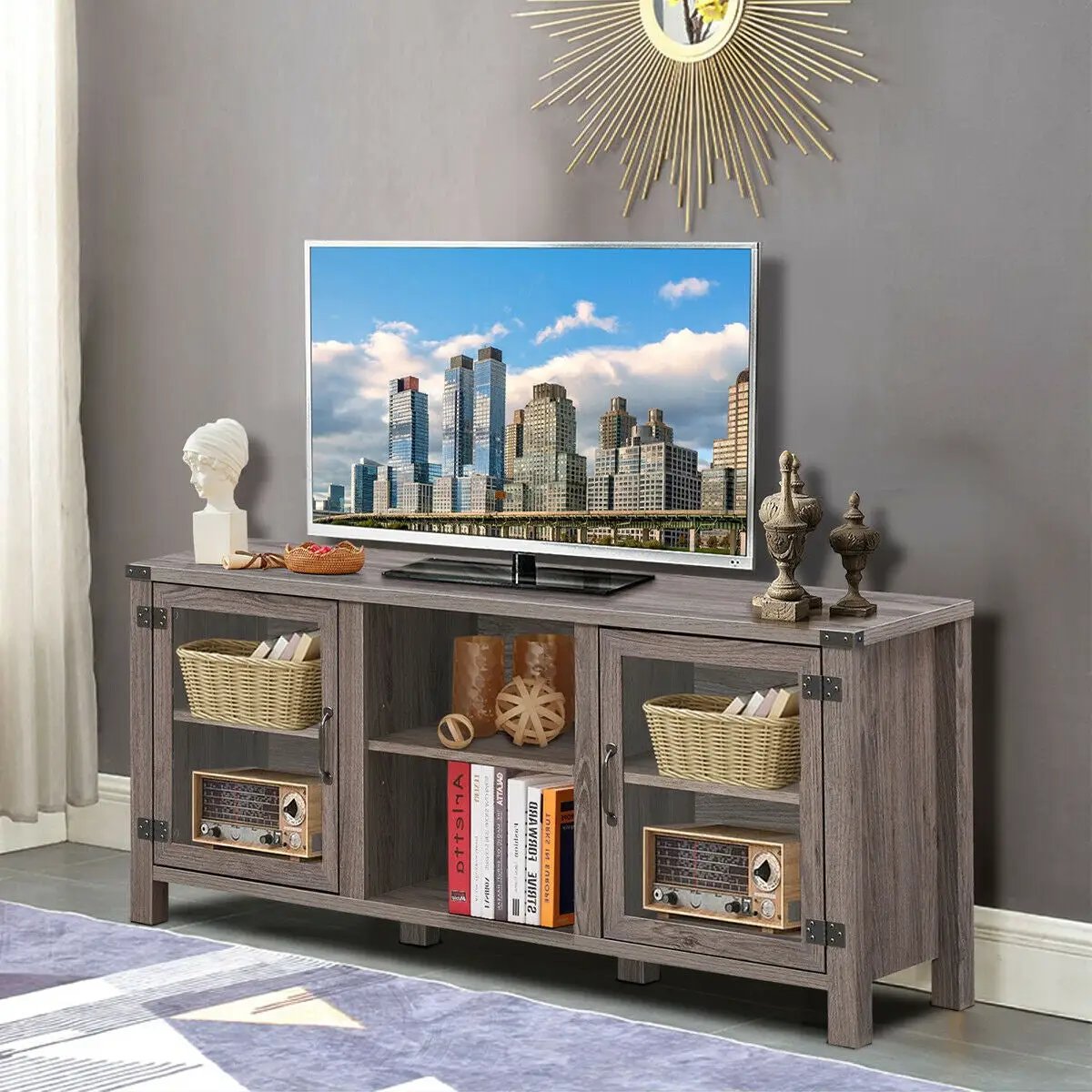 TV Stand Entertainment Center for TVs up to 65 Inch with Storage Cabinets, photo 15 of 16