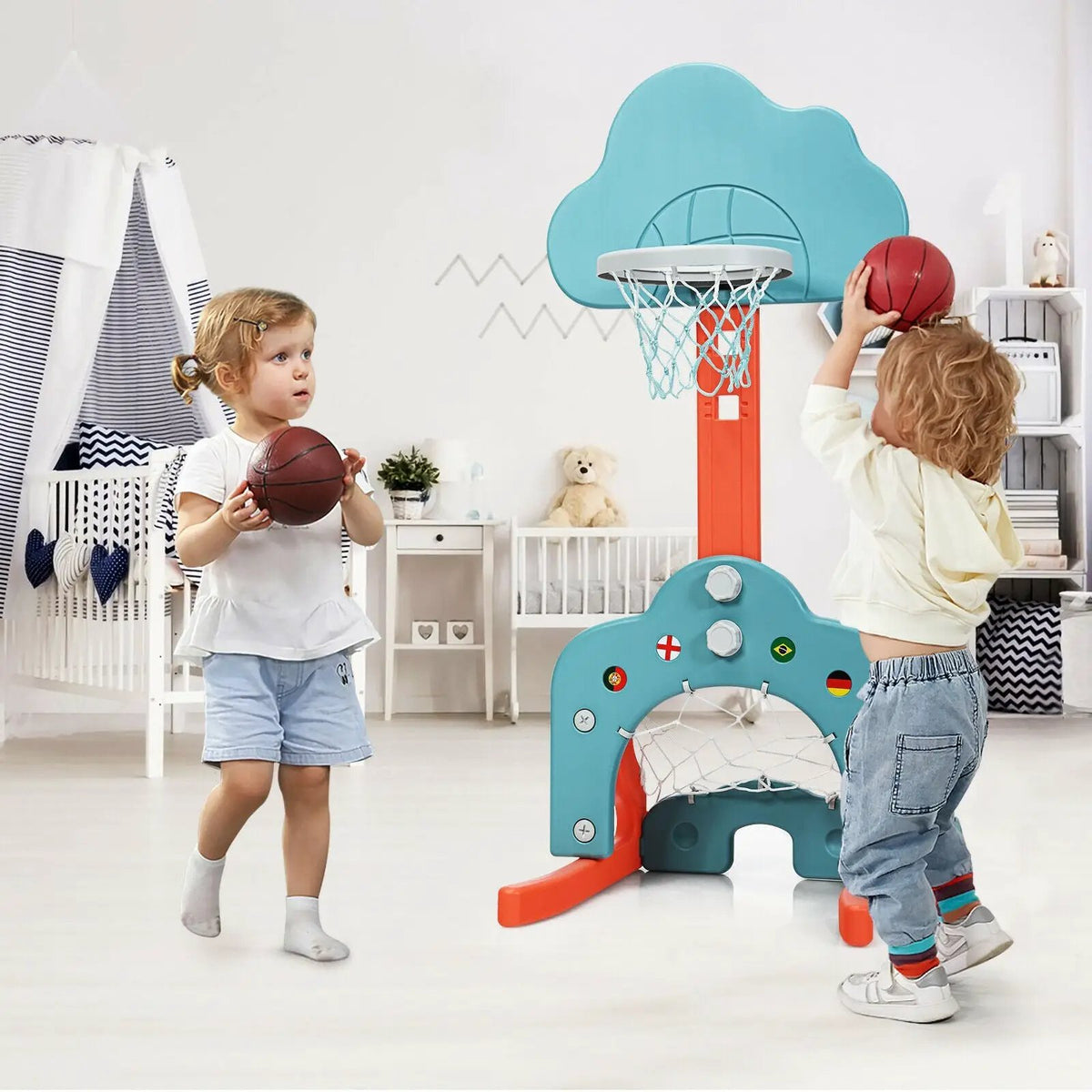 3-in-1 Kids Basketball Hoop Set with Balls
