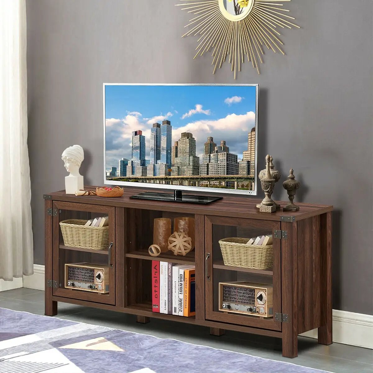 TV Stand Entertainment Center for TVs up to 65 Inch with Storage Cabinets, photo 14 of 16