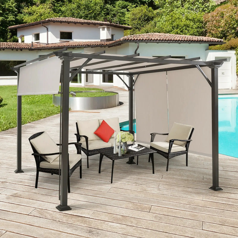 16' x 8' 2Pcs Universal Replacement Canopy for Pergola Structure Sun Awning-Brown by DirectDeals