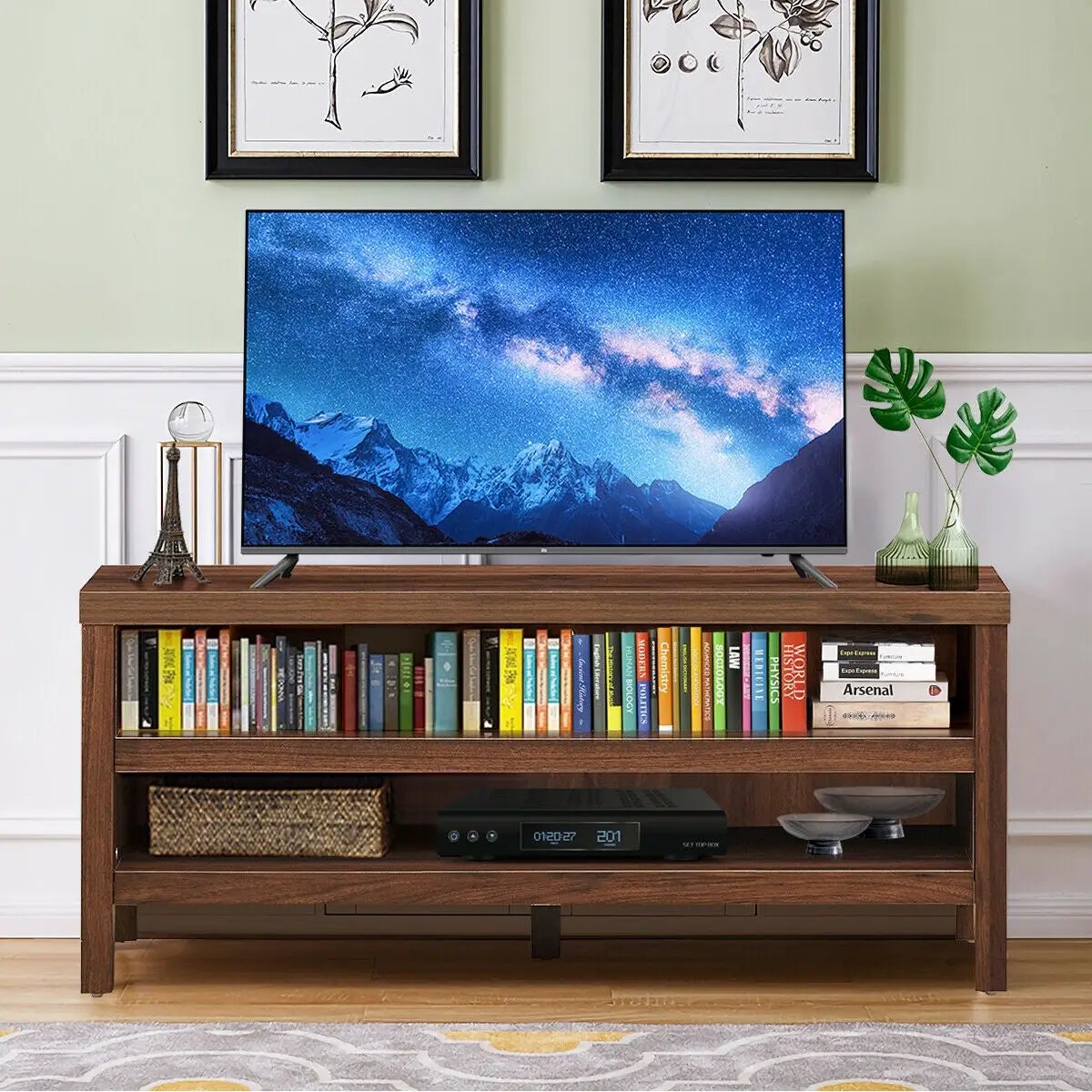 3-Tier TV Stand Console Cabinet for TV's up to 45 Inch with Storage Shelves