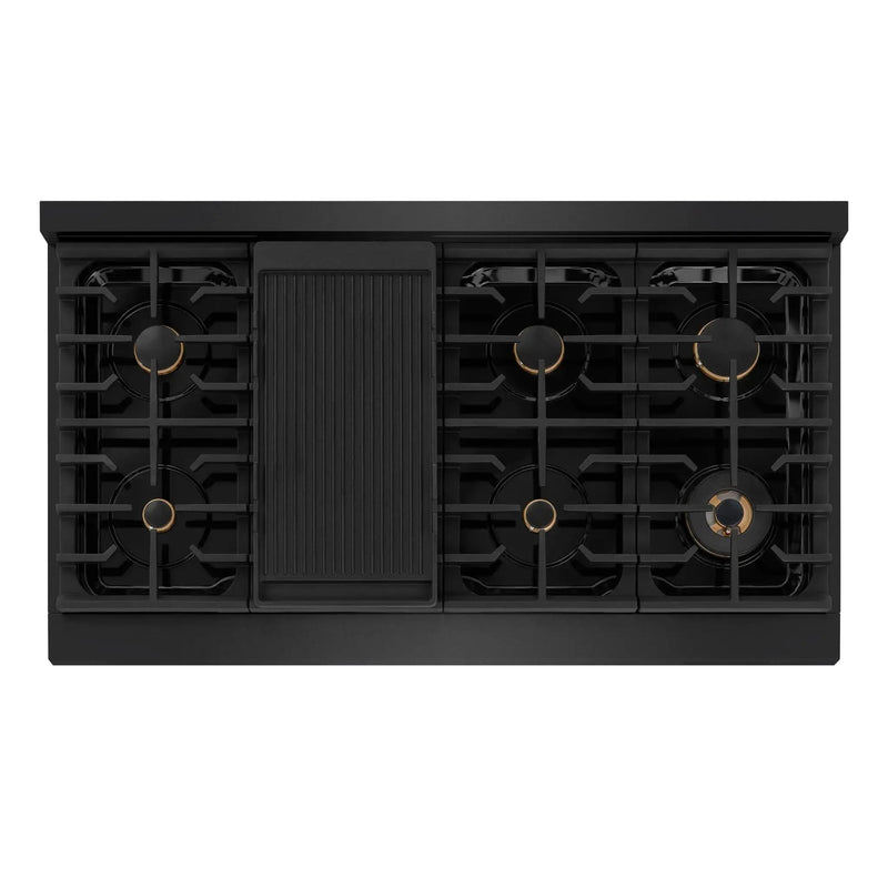 ZLINE 48" Paramount Gas Rangetop Black Stainless Steel Champagne Bronze SRTBZ-48-CB by Farmhouse Kitchen and Bath