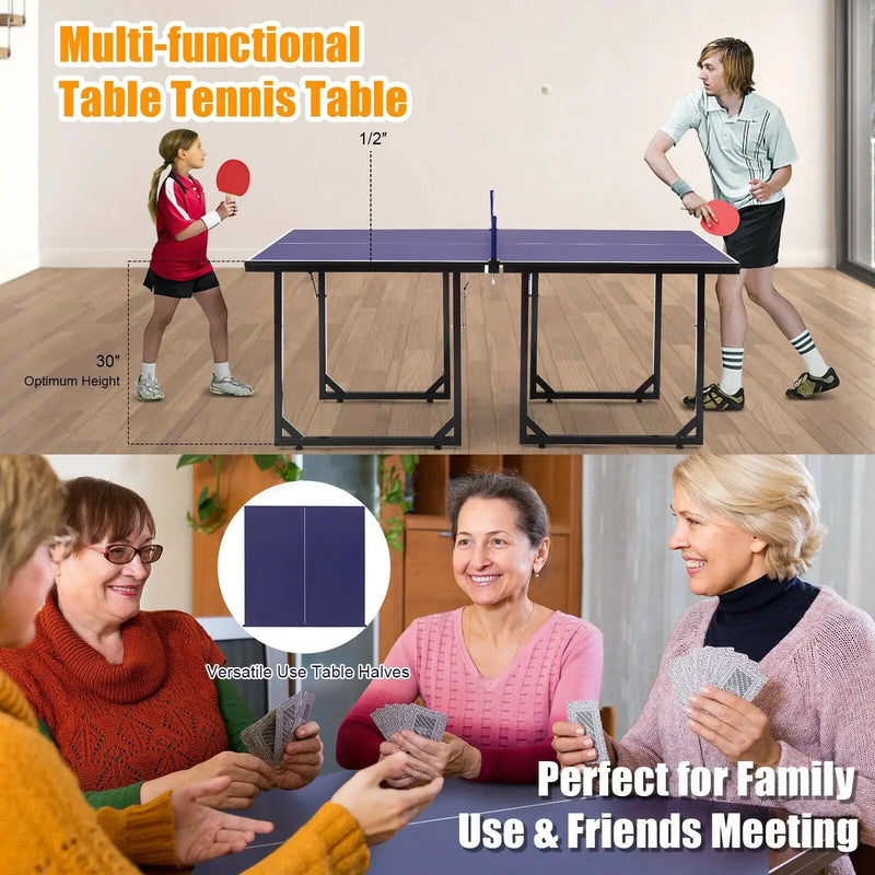 Multi-Use Foldable Midsize Removable Compact Ping-pong Table by DirectDeals