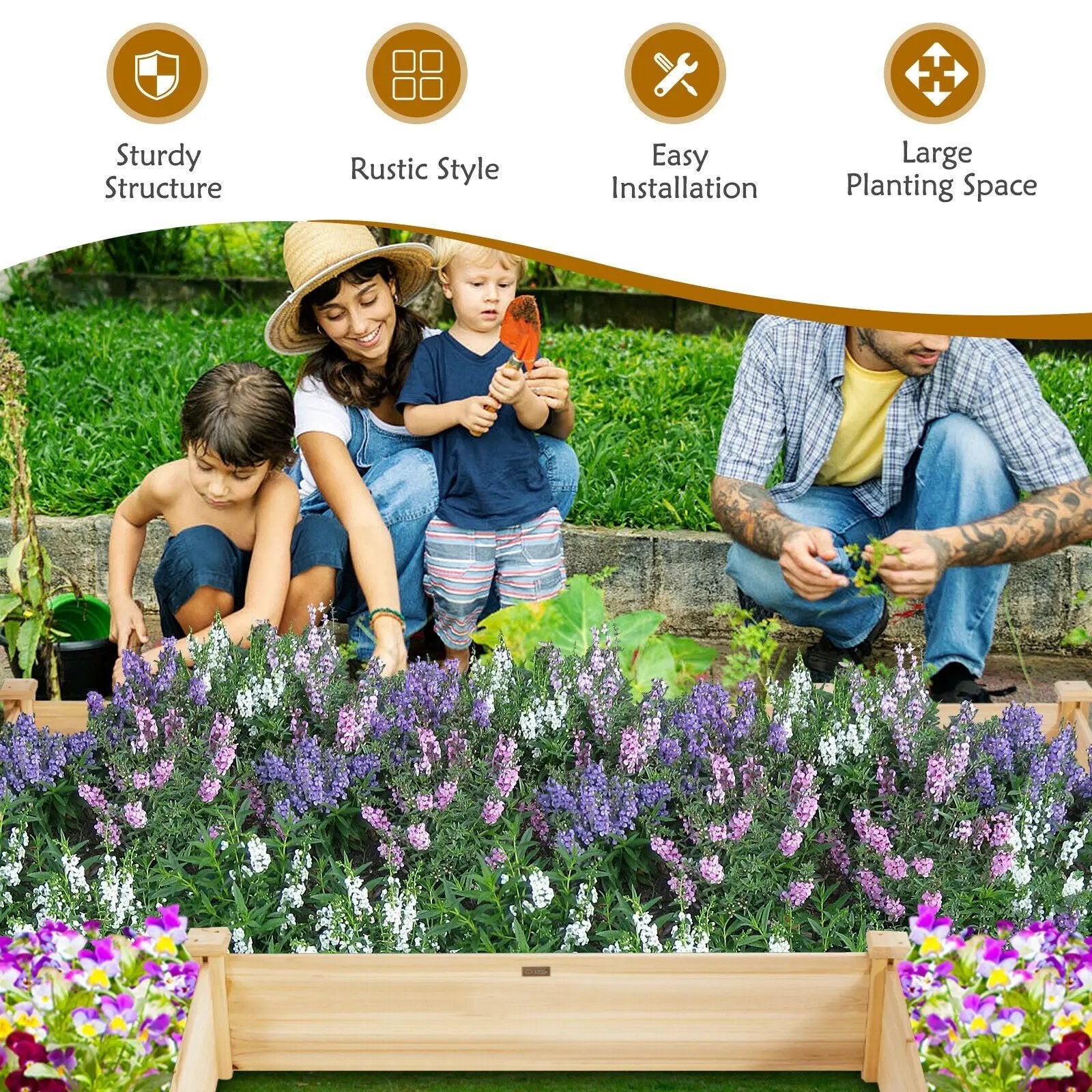 U-Shaped Wooden Garden Raised Bed for Backyard and Patio by DirectDeals