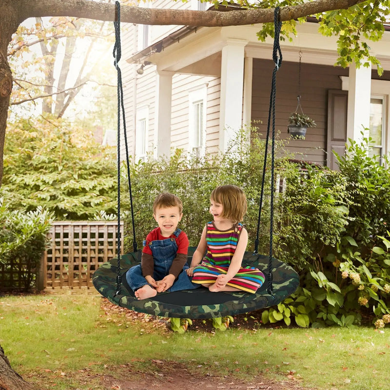 40 Inch Flying Saucer Tree Swing Outdoor Play Set with Adjustable Ropes Gift for Kids by DirectDeals