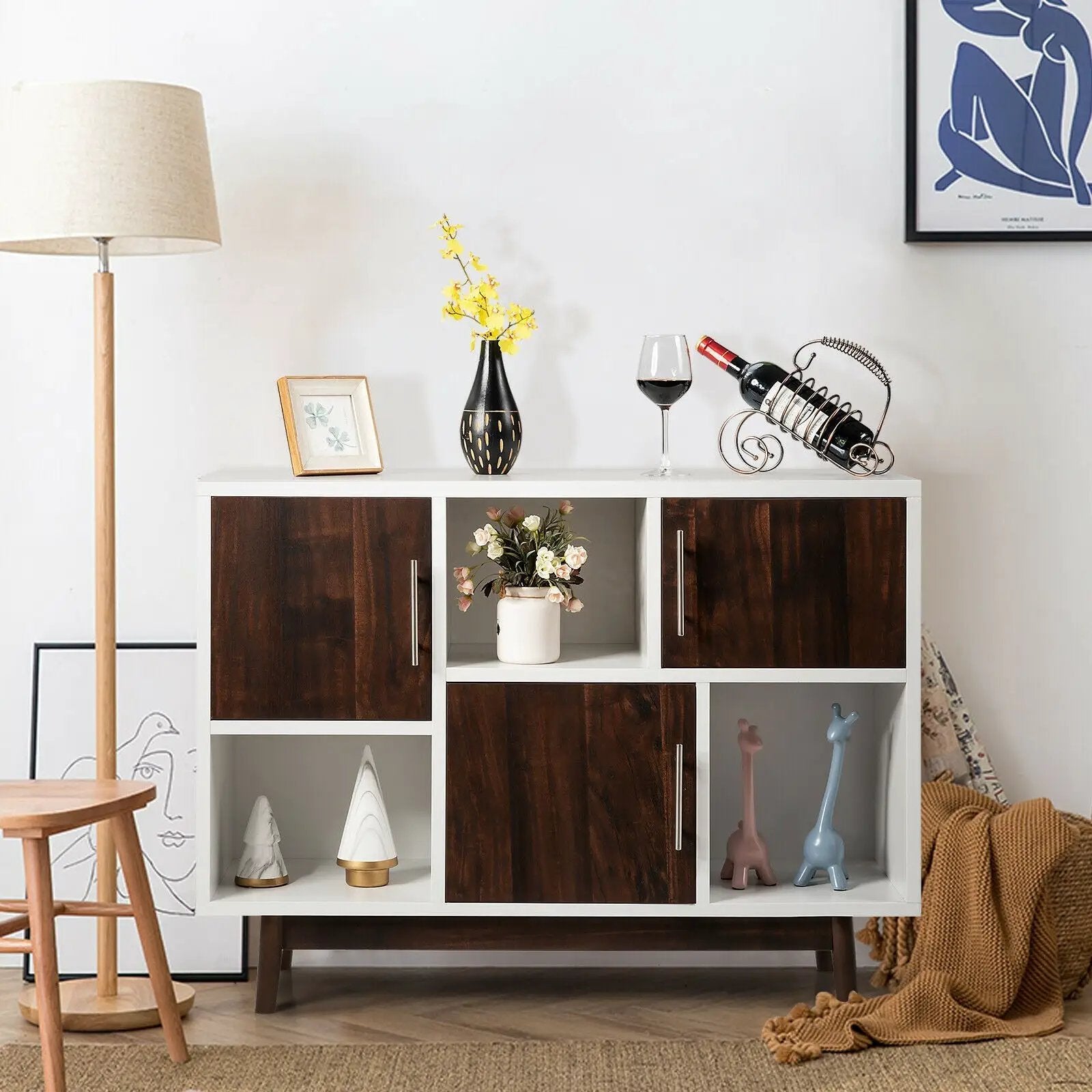 Wood Display Sideboard Storage Cabinet with Storage Compartments by DirectDeals