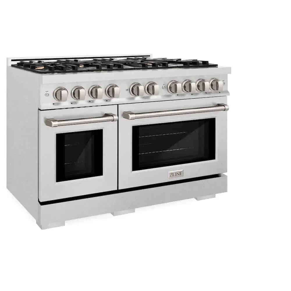 ZLINE 48" Select Dual Fuel Range Gas Cooktop Electric Convection Oven DuraSnow® Stainless Steel Brass Burners HDRS-BR-48 by Farmhouse Kitchen and Bath