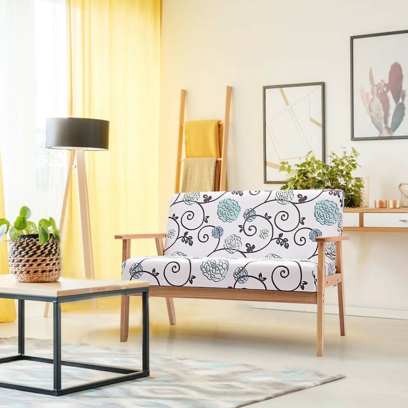 Modern Fabric Loveseat Sofa Couch Upholstered 2-Seat Armchair by DirectDeals
