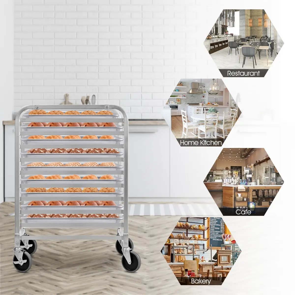 10 Sheets Aluminum Rolling Bakery Pan Rack by DirectDeals