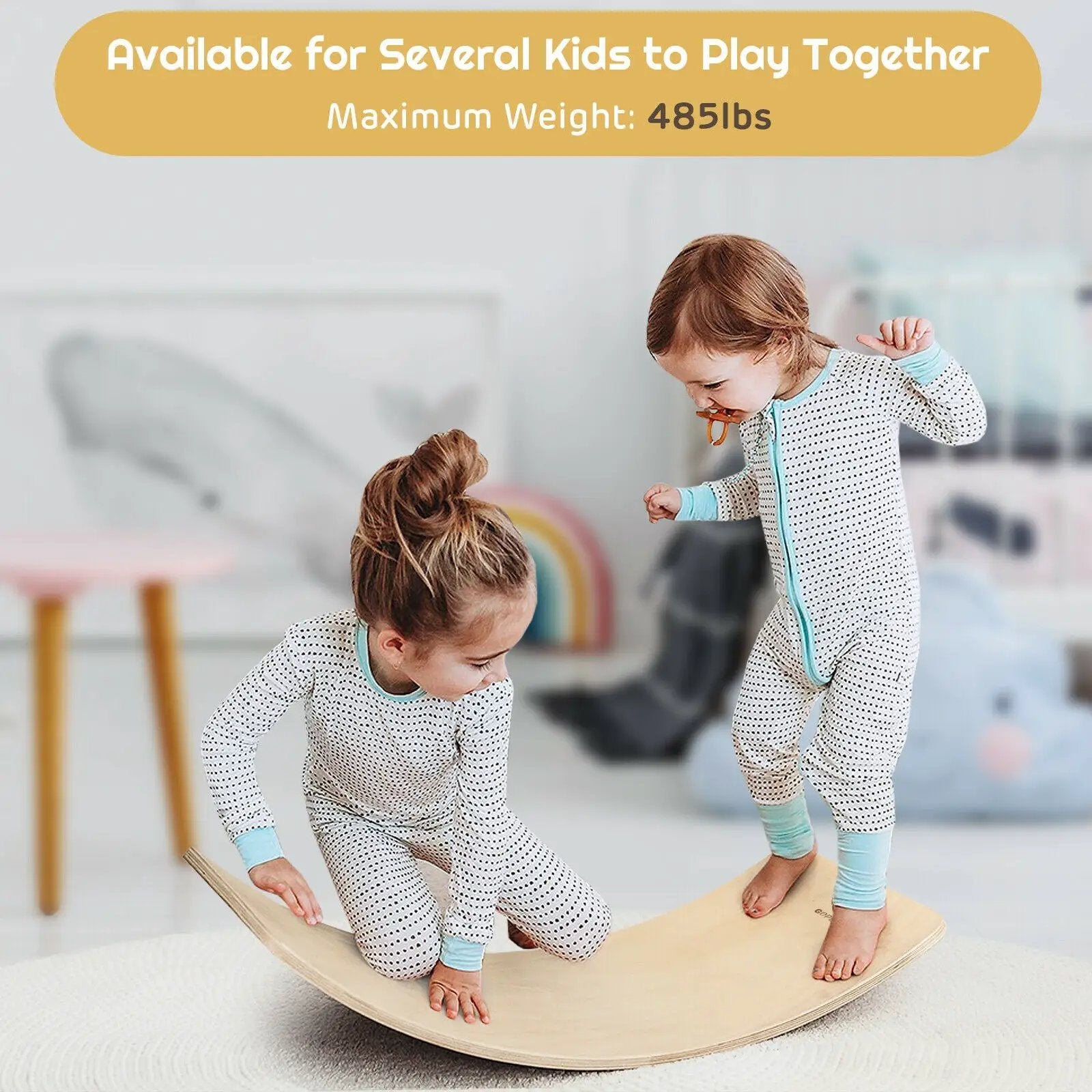 Wooden Wobble Balance Board Kids with Felt Layer-Natural by DirectDeals