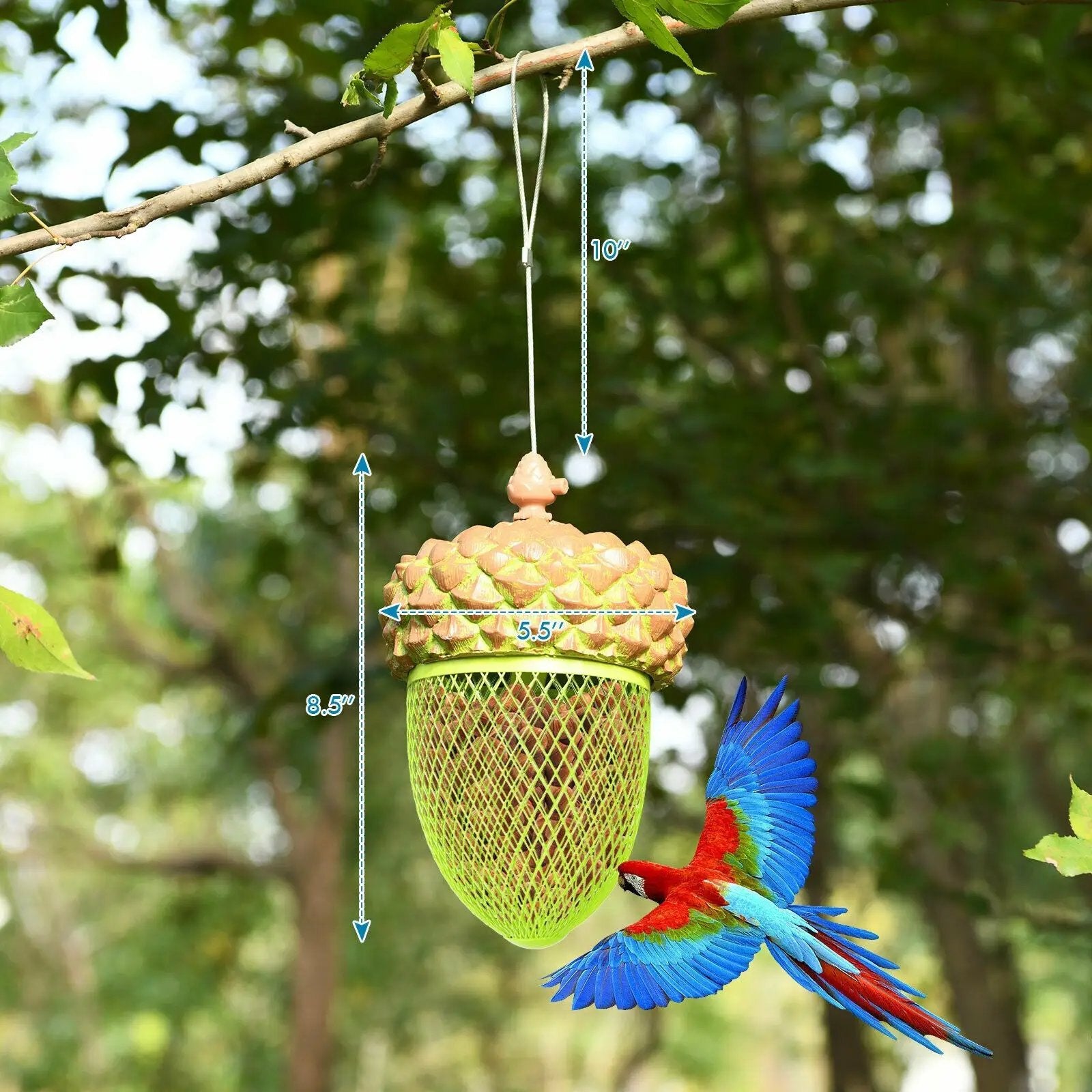 Metal Acorn Wild Bird Feeder Outdoor Hanging Food Dispenser for Garden Yard-Brown by DirectDeals