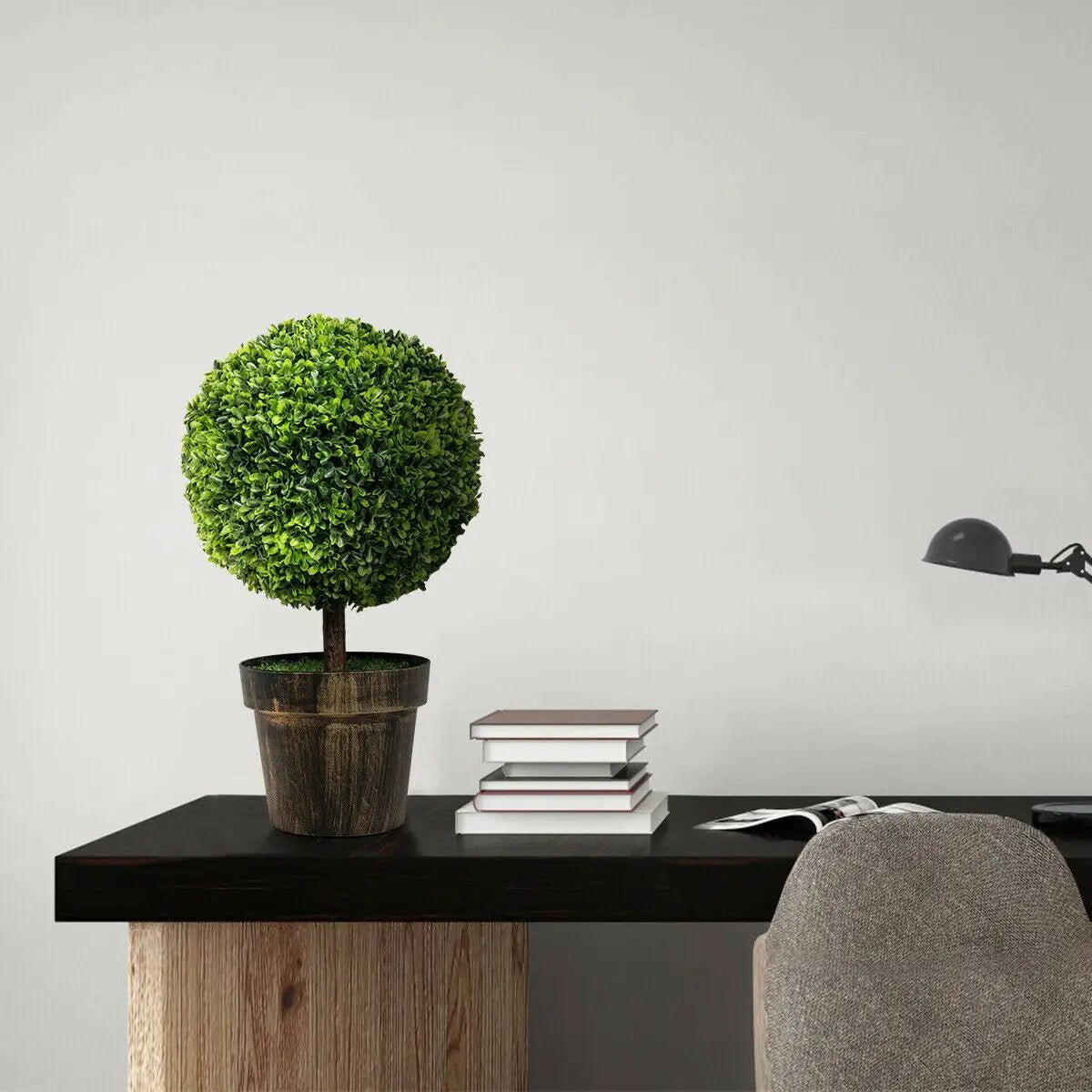2 Pieces 24 Inch Artificial Boxwood Topiary Ball Tree for House and Office by DirectDeals