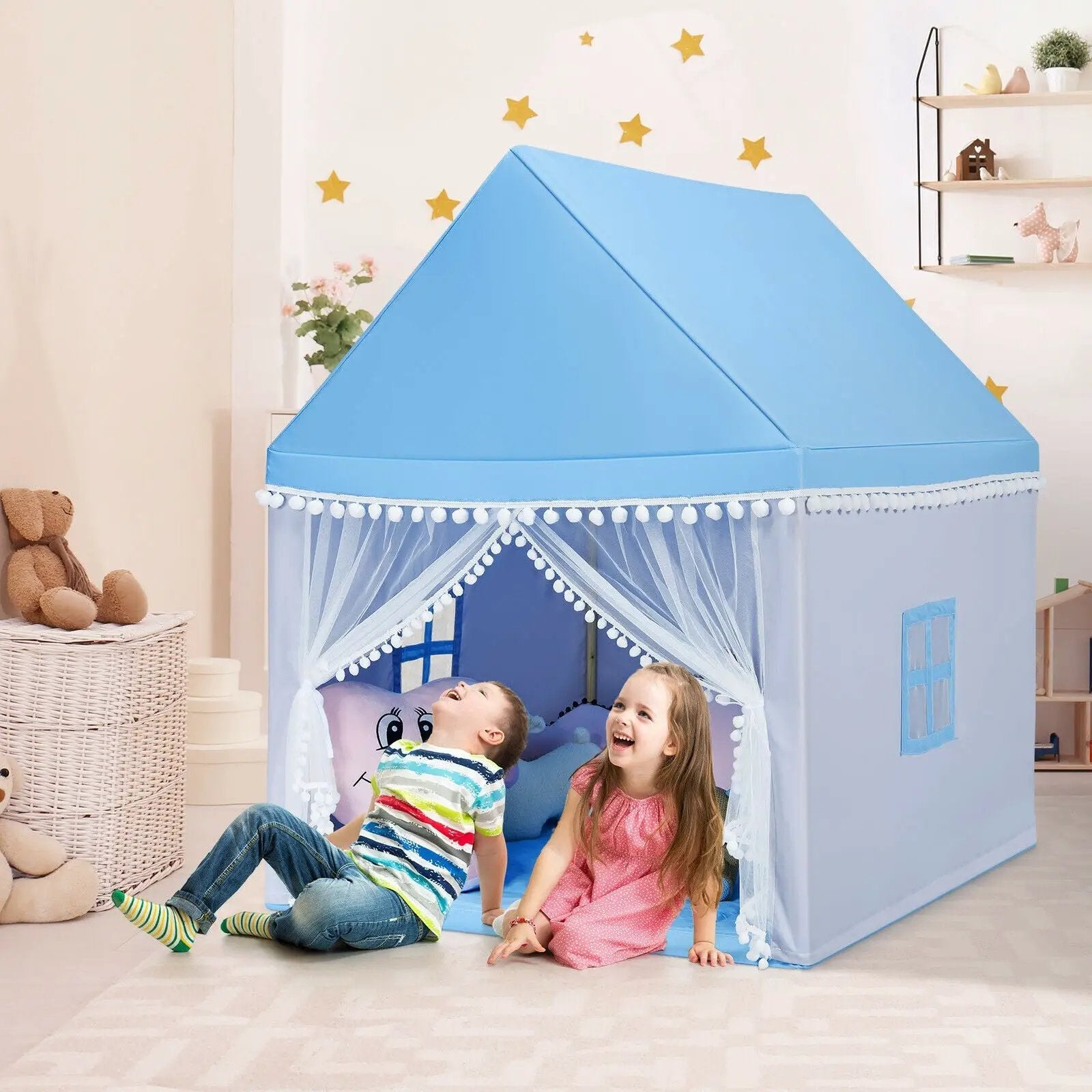 Kids Play Tent Large Playhouse Children Play Castle Fairy Tent Gift with Mat by DirectDeals