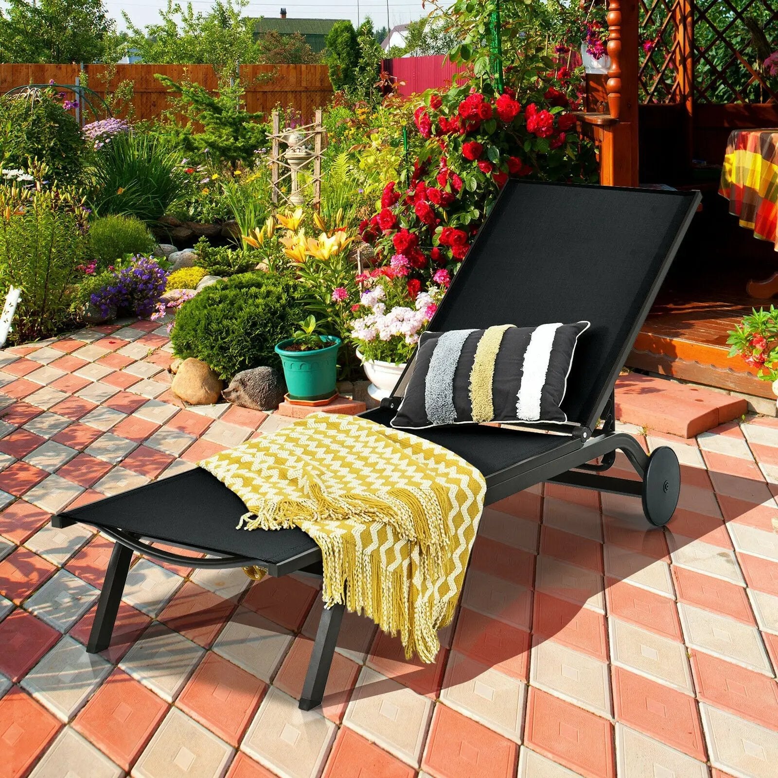 Aluminum Fabric Outdoor Patio Lounge Chair with Adjustable Reclining by DirectDeals