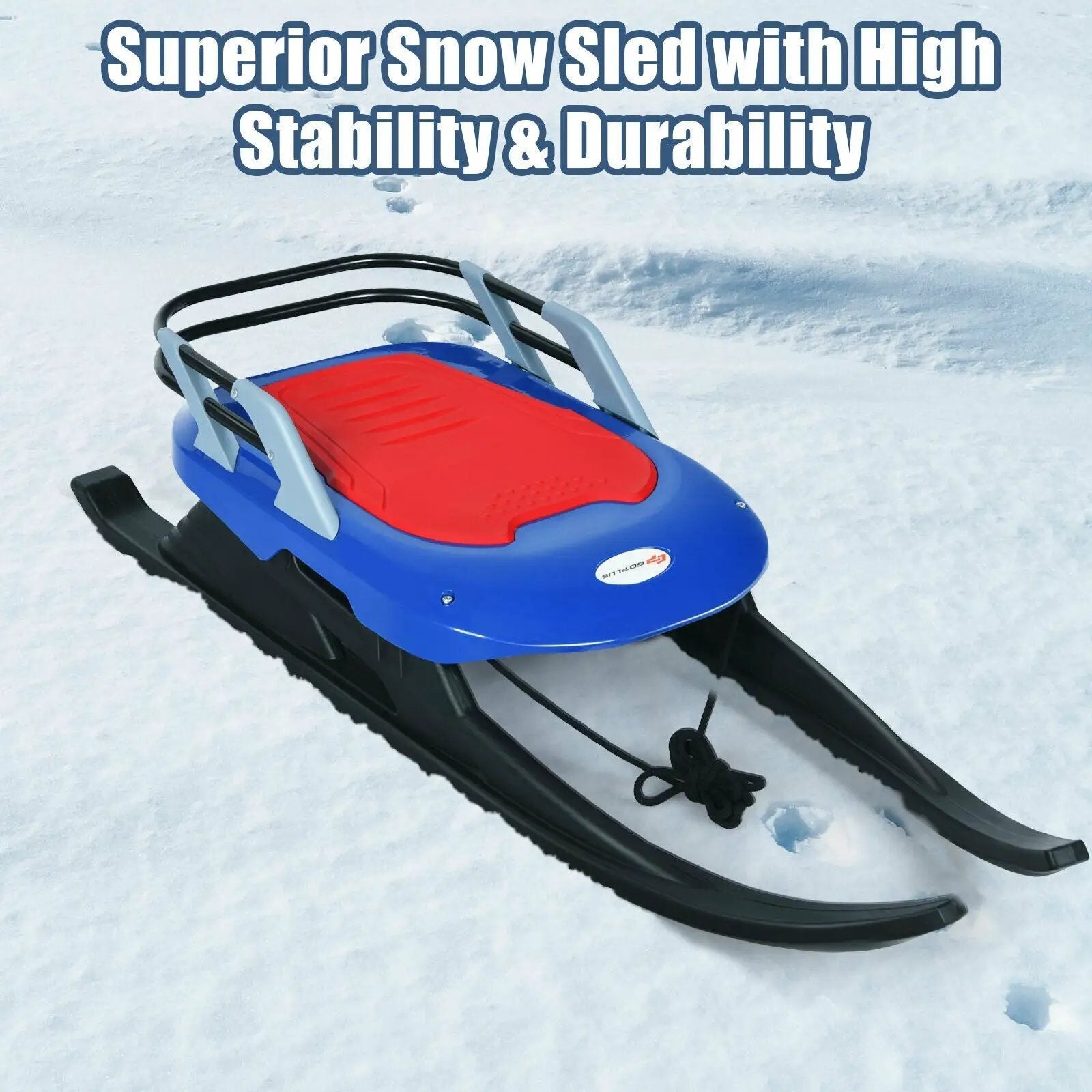 Folding Kids' Metal Snow Sled with Pull Rope Snow Slider and Leather Seat by DirectDeals