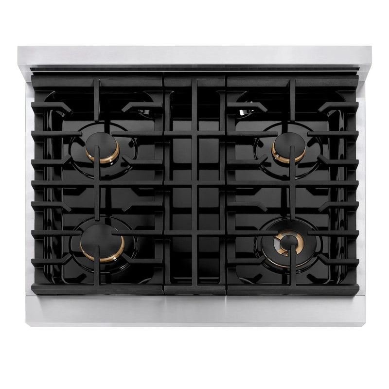 ZLINE 30" Paramount Gas Rangetop Stainless Steel Brass Burners SRT-BR-30 by Farmhouse Kitchen and Bath