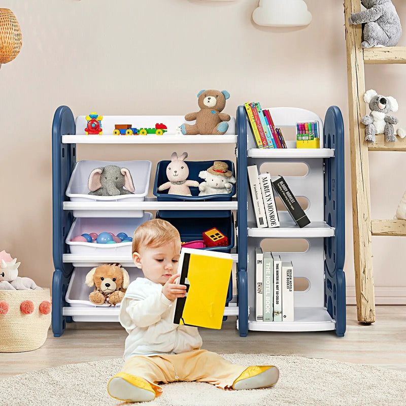 Kids Toy Storage Organizer with Bins and Multi-Layer Shelf for Bedroom Playroom by DirectDeals