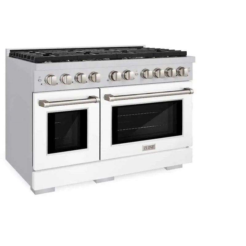 ZLINE 48 In. Gas Range, Stainless Steel, White Matte, SGR-WM-48 by Farmhouse Kitchen and Bath
