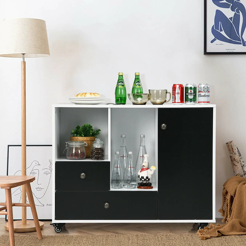 Lateral Mobile Filing Cabinet with 2 Drawers-Black by DirectDeals