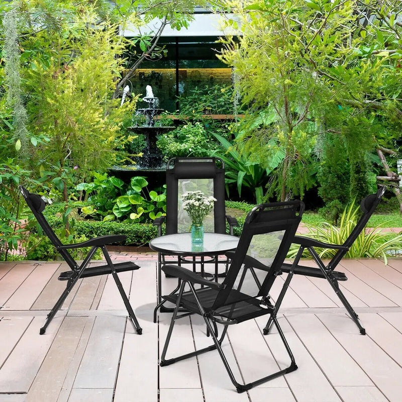 4 Pieces Patio Garden Adjustable Reclining Folding Chairs with Headrest by DirectDeals