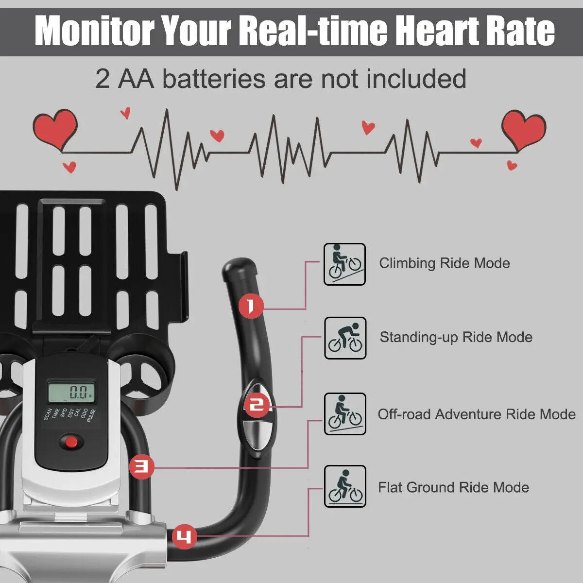Stationary Silent Belt Adjustable Exercise Bike with Phone Holder and Electronic Display by DirectDeals