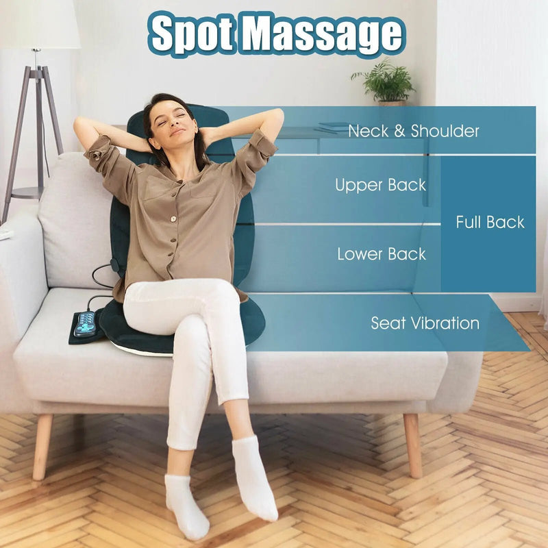 Seat Cushion Massager with Heat and 6 Vibration Motors for Home by DirectDeals