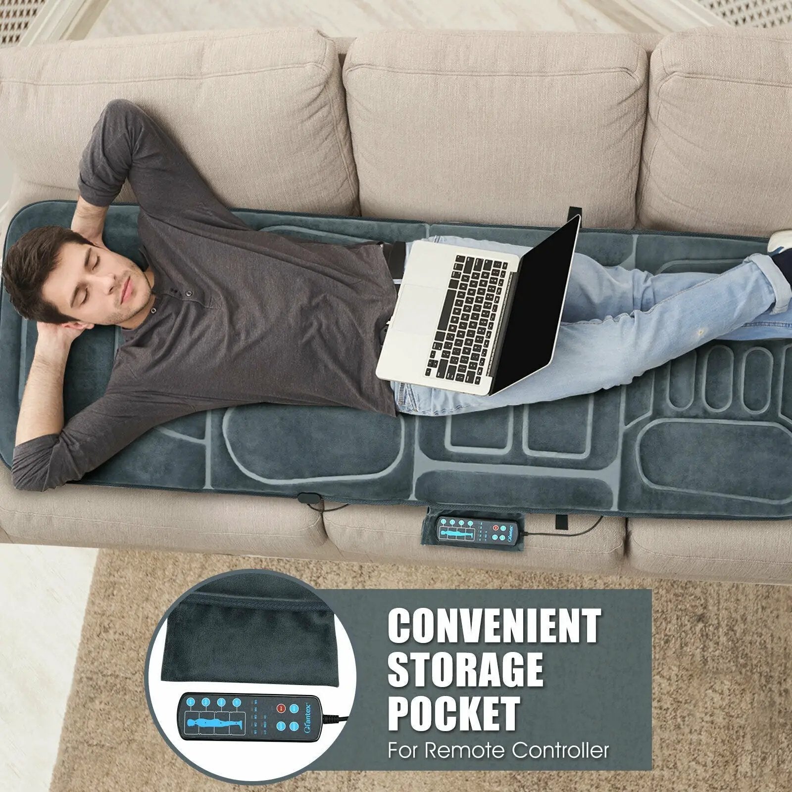 Foldable Massage Mat with Heat and 10 Vibration Motors by DirectDeals