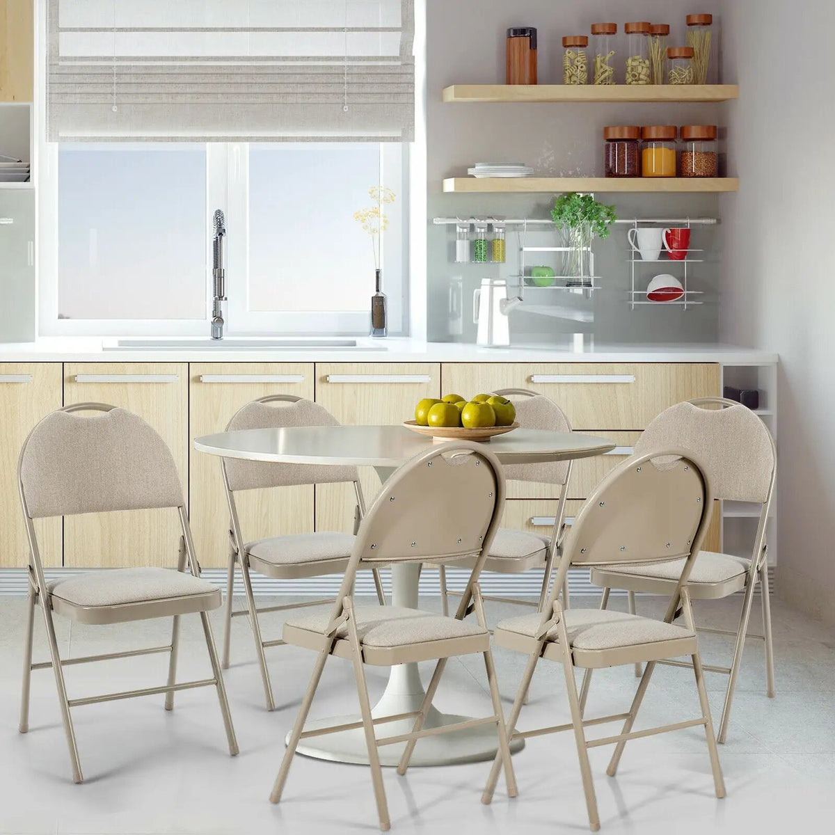 Set of 6 Folding Fabric Upholstered Metal Chairs, photo 15 of 16