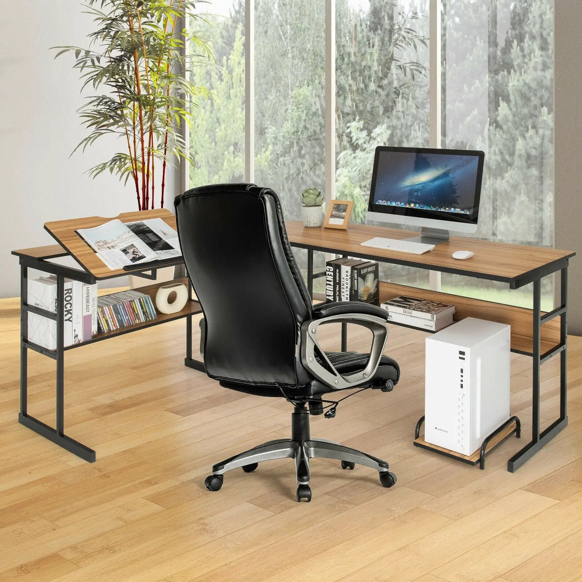 L-Shaped Computer Desk with Tiltable Tabletop, photo 8 of 32