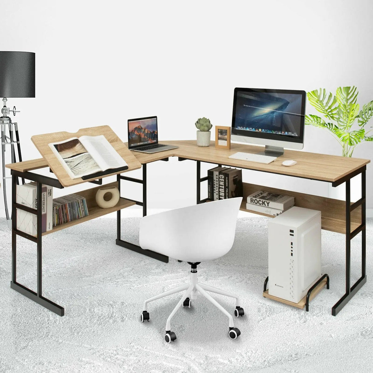 L-Shaped Computer Desk with Tiltable Tabletop, photo 6 of 32