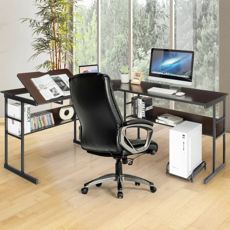 L-Shaped Computer Desk with Tiltable Tabletop by DirectDeals