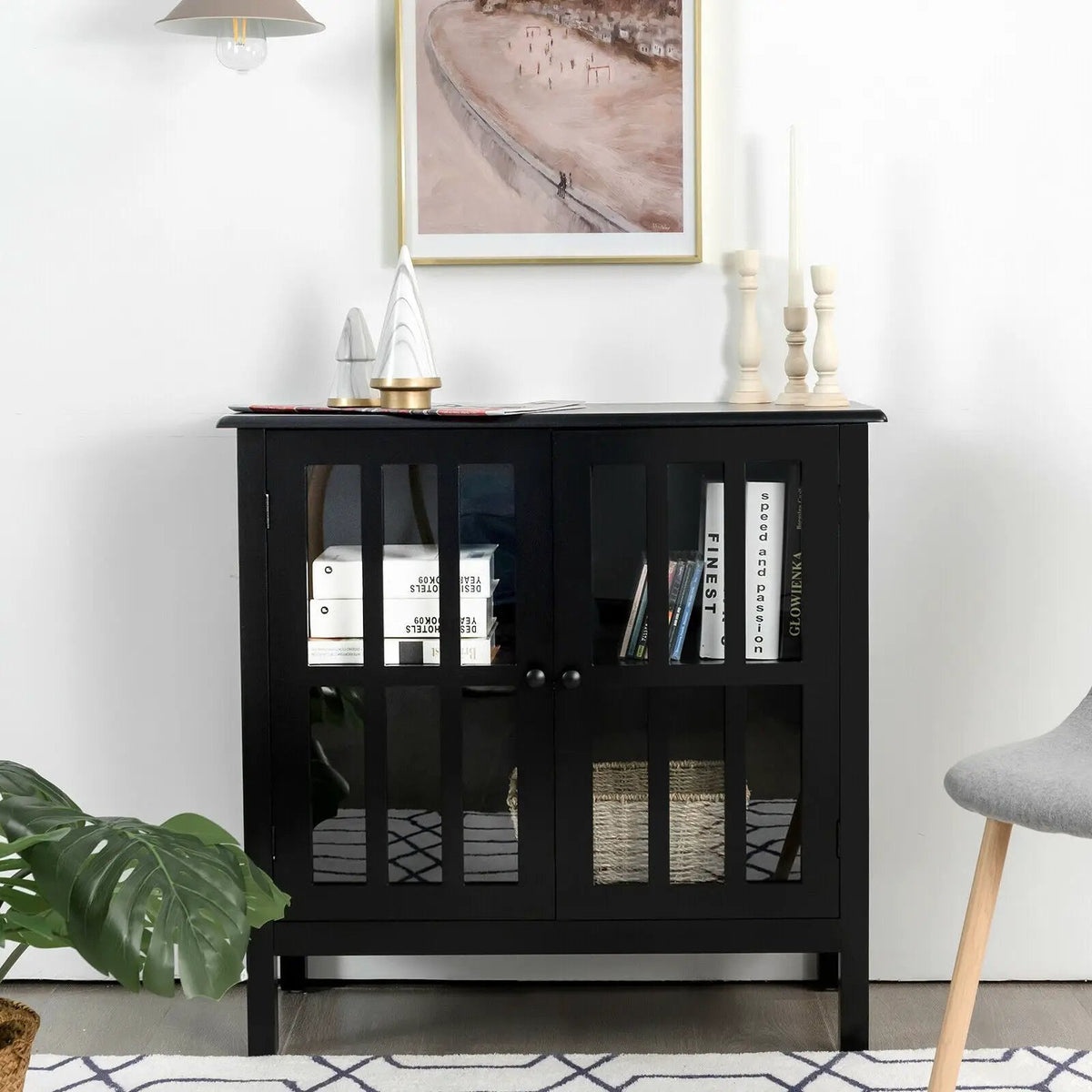 Glass Door Sideboard Console Storage Buffet Cabinet, photo 7 of 32