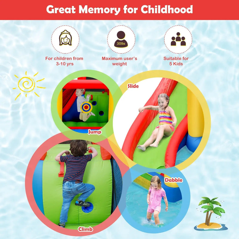 Inflatable Blow Up Water Slide Bounce House with 740 W Blower by DirectDeals