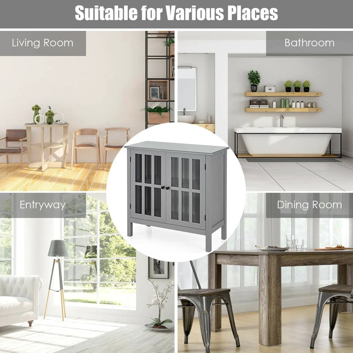 Glass Door Sideboard Console Storage Buffet Cabinet, photo 23 of 32