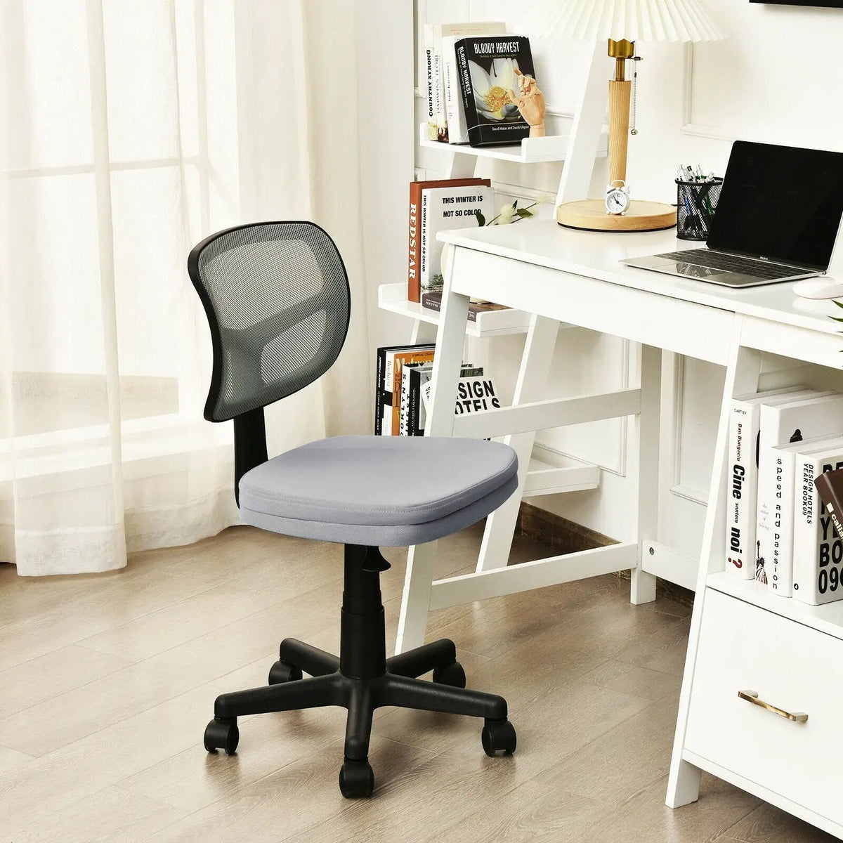 Armless Computer Chair with Height Adjustment and Breathable Mesh for Home Office, photo 2 of 40