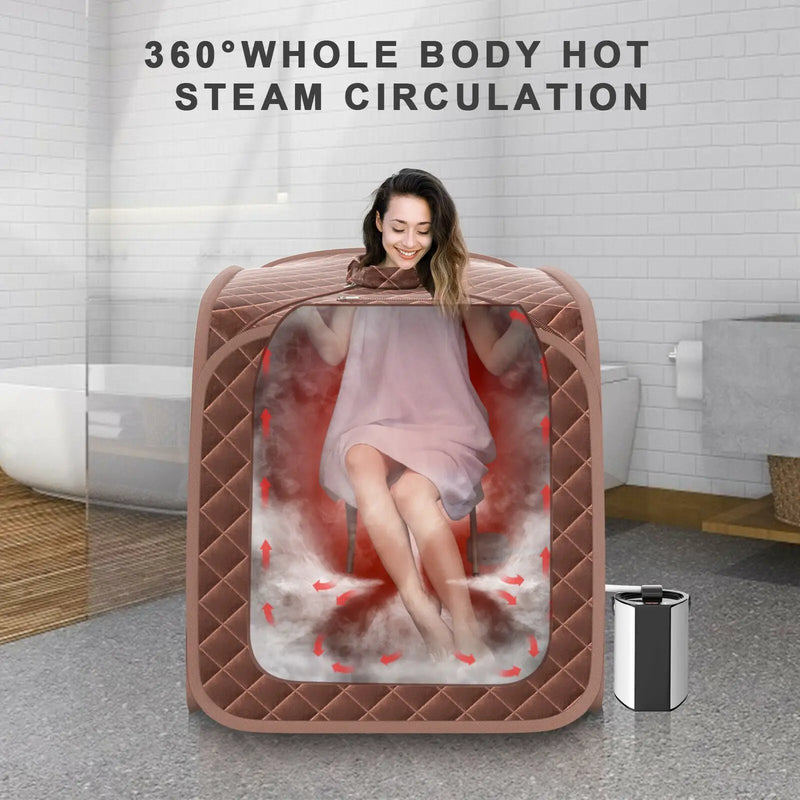 Portable Personal Steam Sauna Spa with Steamer Chair-Coffee by DirectDeals