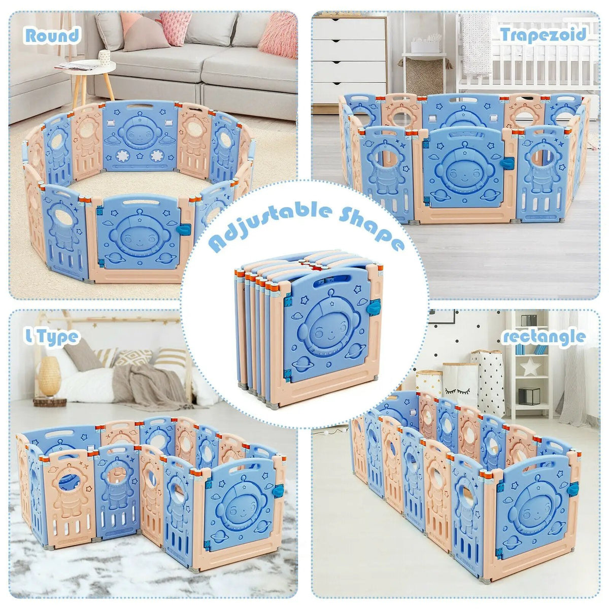 18-Panel Foldable Baby Playpen Kids Activity Center with Lockable Door, photo 4 of 24