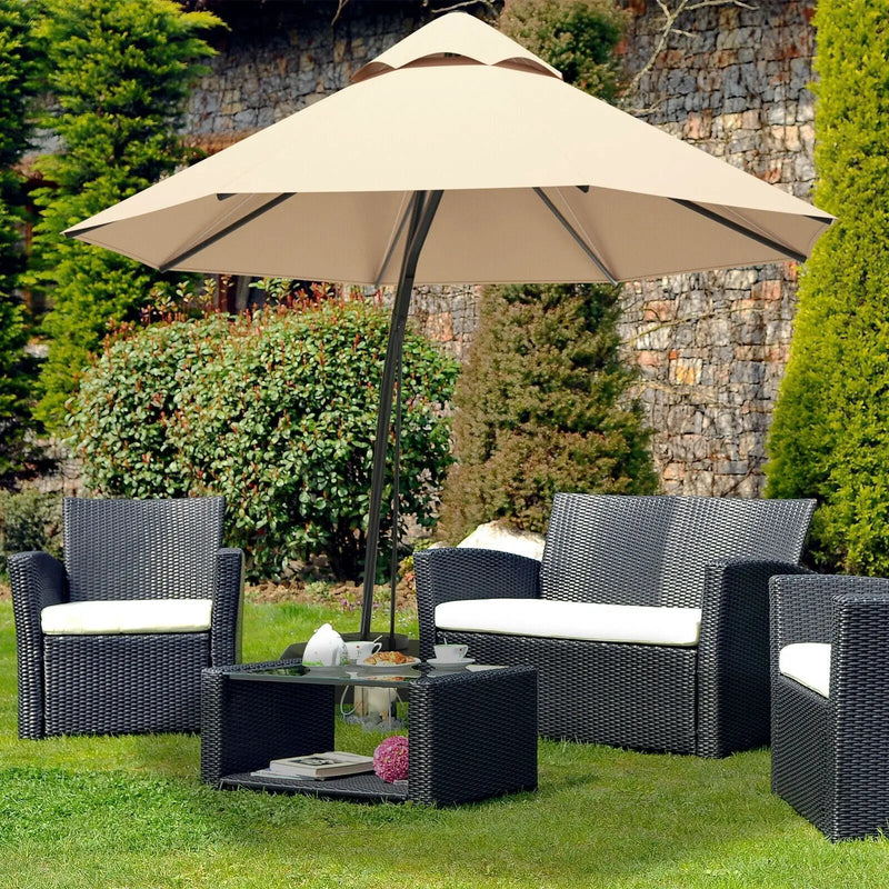 11 Feet Outdoor Cantilever Hanging Umbrella with Base and Wheels by DirectDeals