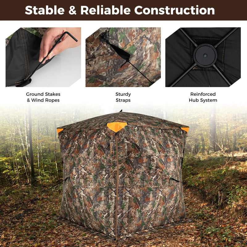 3-4 Person Hunting Blind 270¬∞ See-Through Pop-up Ground Blind with Full-Open Swing Door by DirectDeals