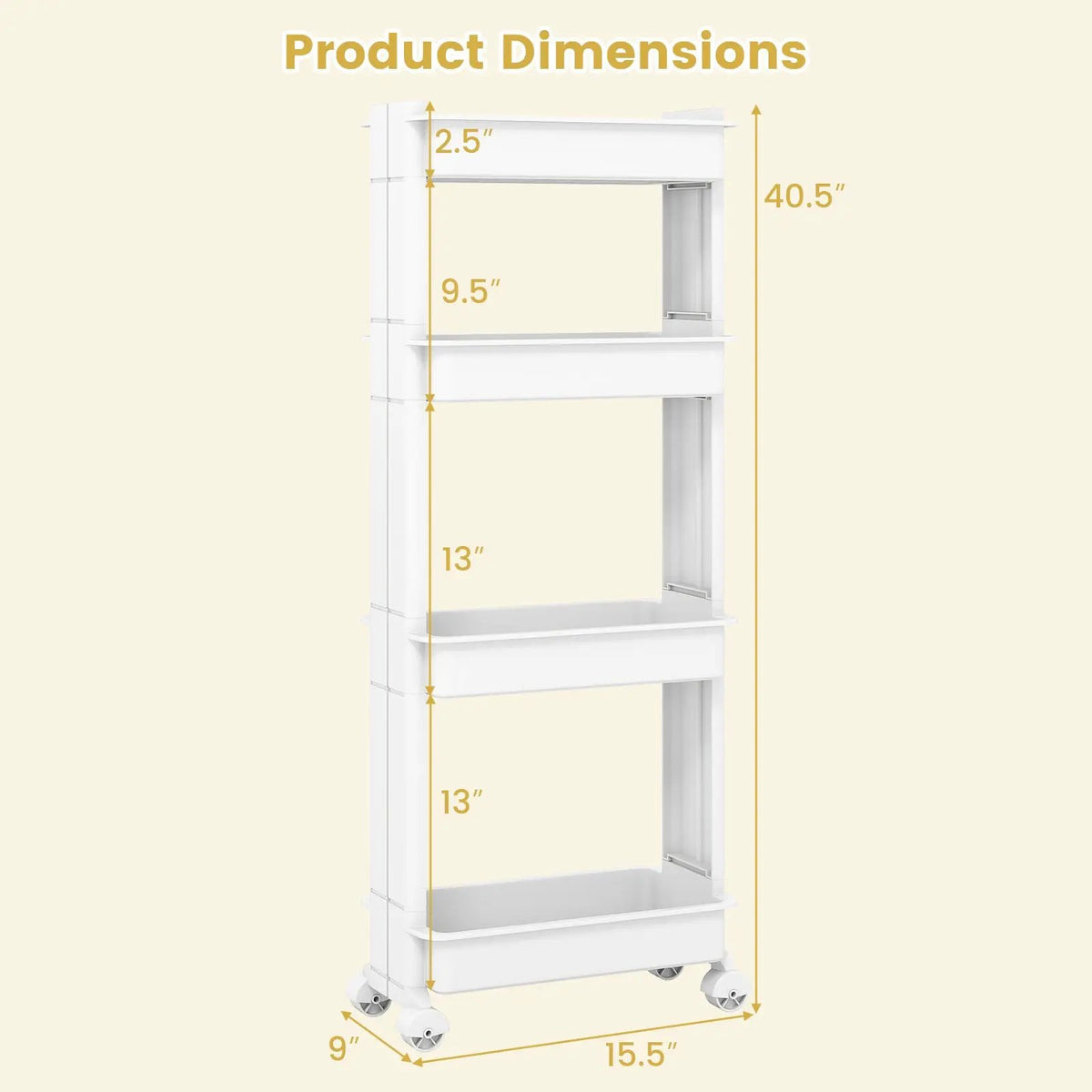 Rolling Utility Cart with Detachable Trays - 3/4 Tier, photo 13 of 16