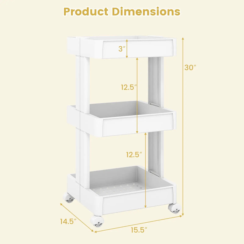 Rolling Utility Cart with Detachable Trays - 3/4 Tier by DirectDeals