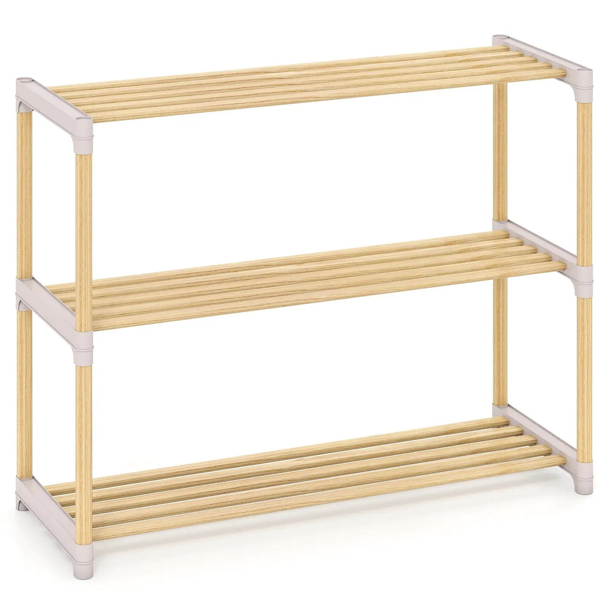 3-Tier Solid Wood Shoe Rack with Slatted Shelves, photo 4 of 16