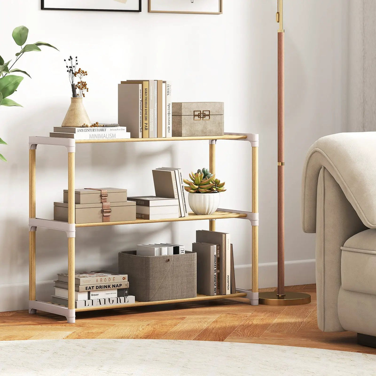 3-Tier Solid Wood Shoe Rack with Slatted Shelves, photo 7 of 16