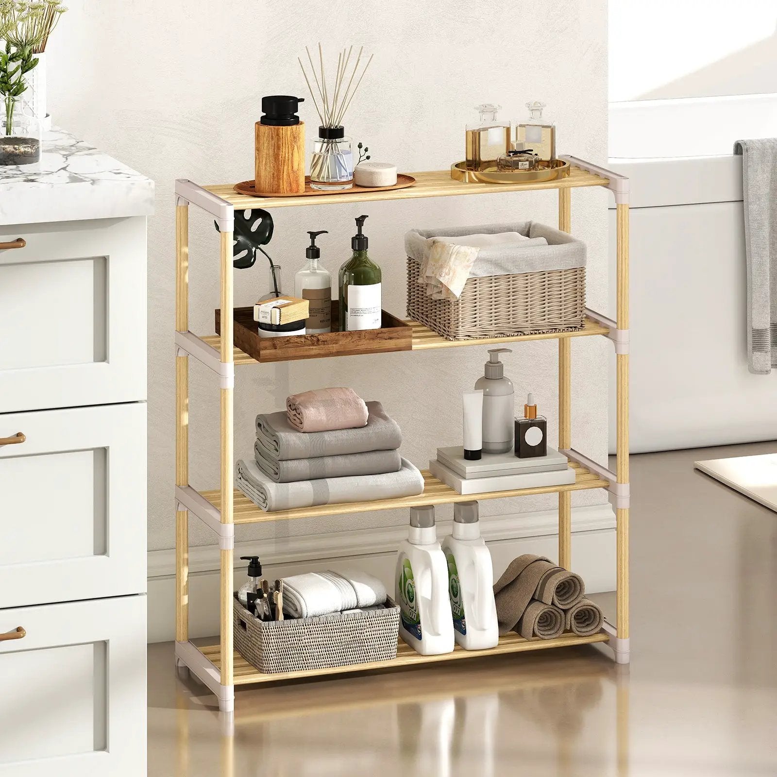 3-Tier Solid Wood Shoe Rack with Slatted Shelves by DirectDeals